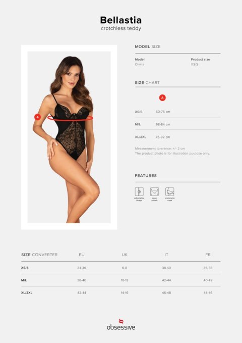 Body Bellastia otwarte Czarny XS/S Obsessive Body Bellastia otwarte Czarny XS/S Obsessive