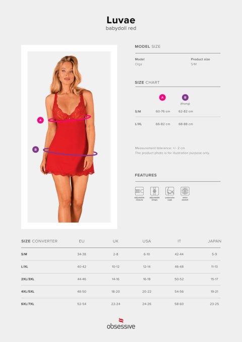 Koszulka Luvae Babydoll Czwerwona + stringi GRATIS! Obsessive Koszulka Luvae Babydoll Czwerwona + stringi GRATIS! Obsessive