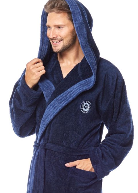 Szlafrok George Dark Blue Dark Blue XXL L&L Szlafrok George Dark Blue Dark Blue XXL L&L