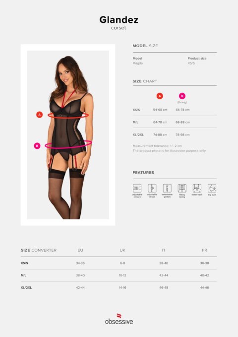 Gorset Glandez Czarny XS/S Obsessive Gorset Glandez Czarny XS/S Obsessive