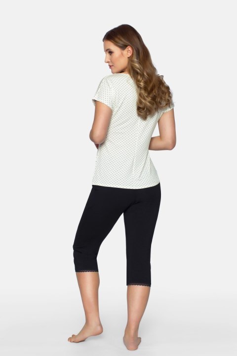 Piżama Cleo-P Ecru Ecru-Czarny XL Babella Piżama Cleo-P Ecru Ecru-Czarny XL Babella